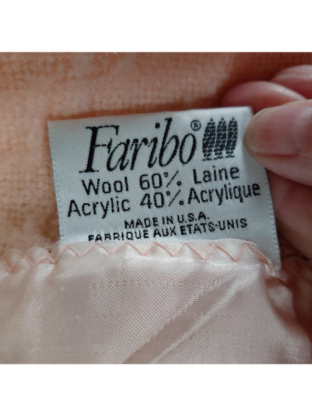 Faribo Blanket Throw Pink Wool Acrylic Satin Trim 81x55 Made USA Cozy Soft - Picture 6 of 8